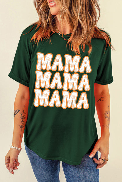 MAMA Round Neck Short Sleeve T-Shirt