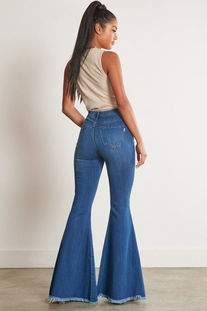 High-Waisted Distressed Flare Jeans