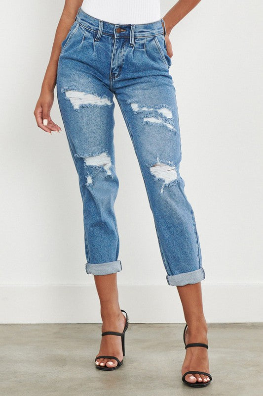 High Waisted Boyfriend Jeans