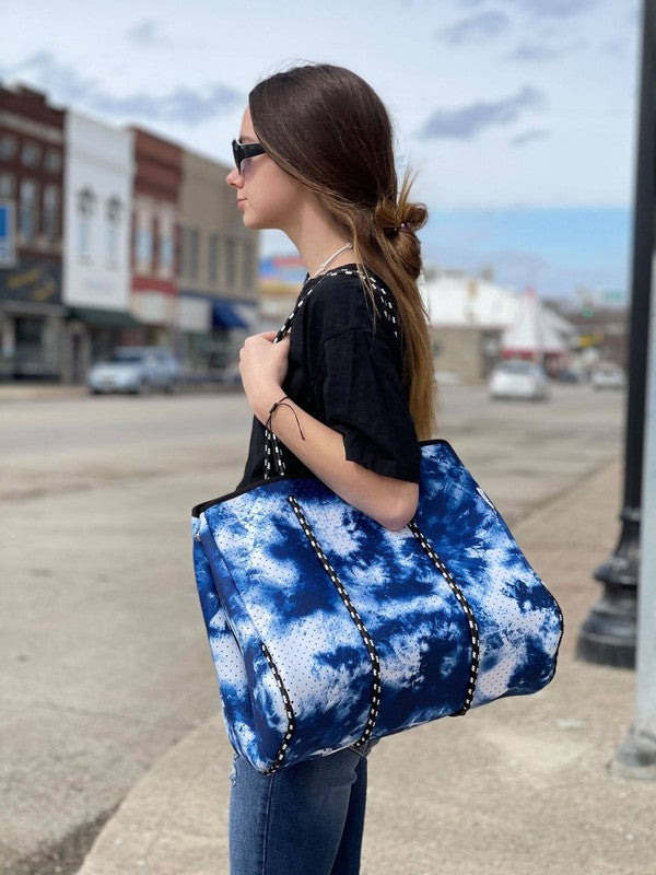 Gorgeous Neoprene Bag - Blue Tie Dye