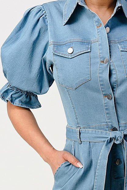 DENIM BUTTON DOWN ROMPER