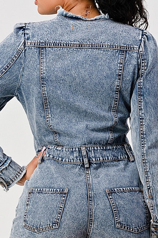 LONG SLEEVE DENIM ROMPER