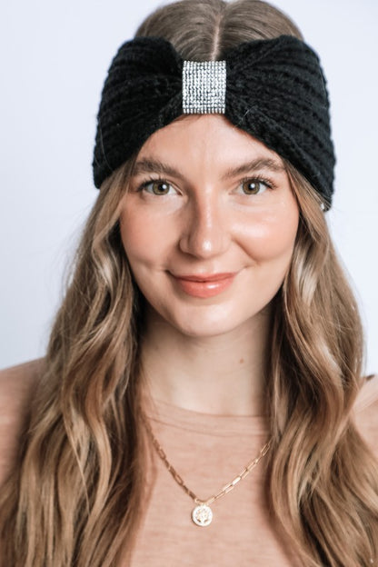 WINTER RHINESTONE KNITTED HEAD BAND