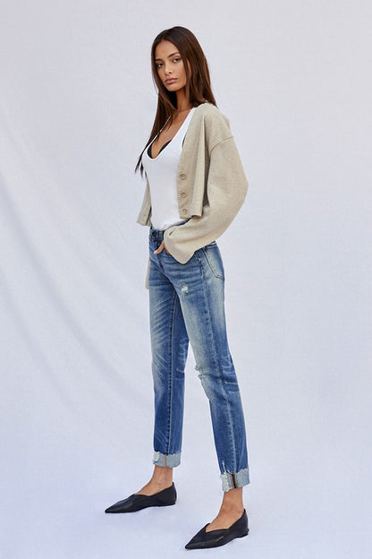 Raw Hem Boyfriend Jeans