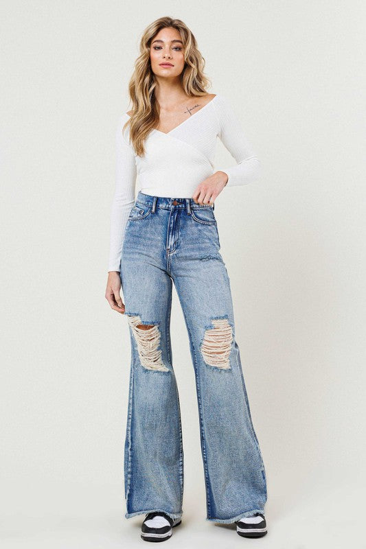 High Rise Wide Leg Jeans in a Vintage Acid Wash