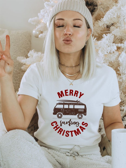 Merry Surfing Christmas Bus Tee