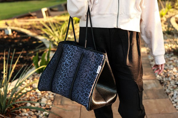 The Marissa - Black Leopard Neoprene Bag