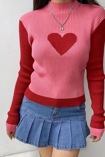 Ribbed heart sweater