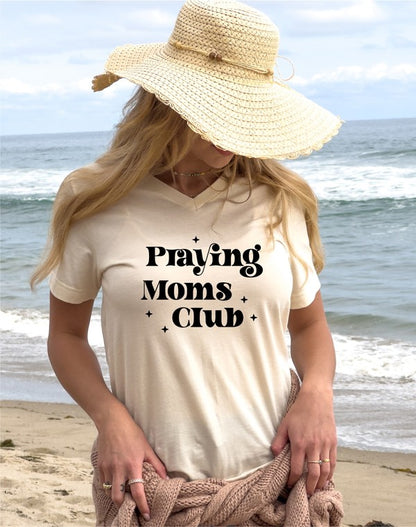 V-Neck Praying Moms Club Boutique Tee