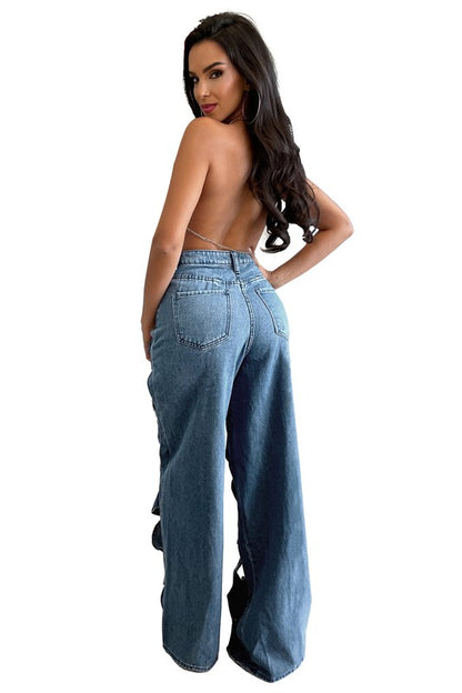 WOMEN FASHION STYLE DENIM PANTS