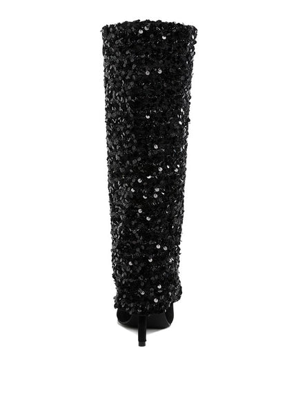 Sin City Sequinned Fold-Over Calf Boots