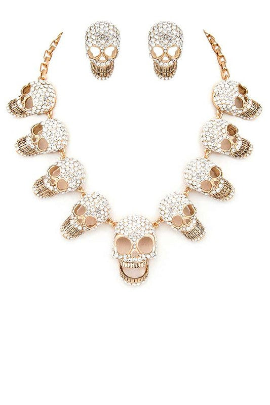 Crystal Iconic Skull Necklace Set