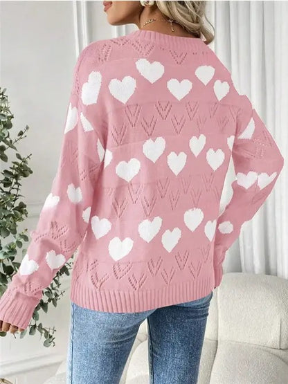 V-neck Heart Knit sweater