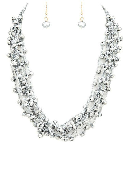 Crystal Fringe Lacing Statement Necklace Set