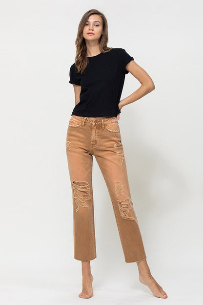 High-RIse Straight Crop Jeans