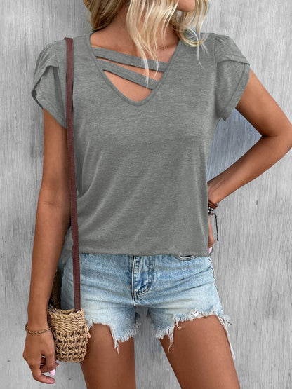 Cutout Petal Sleeve T-Shirt