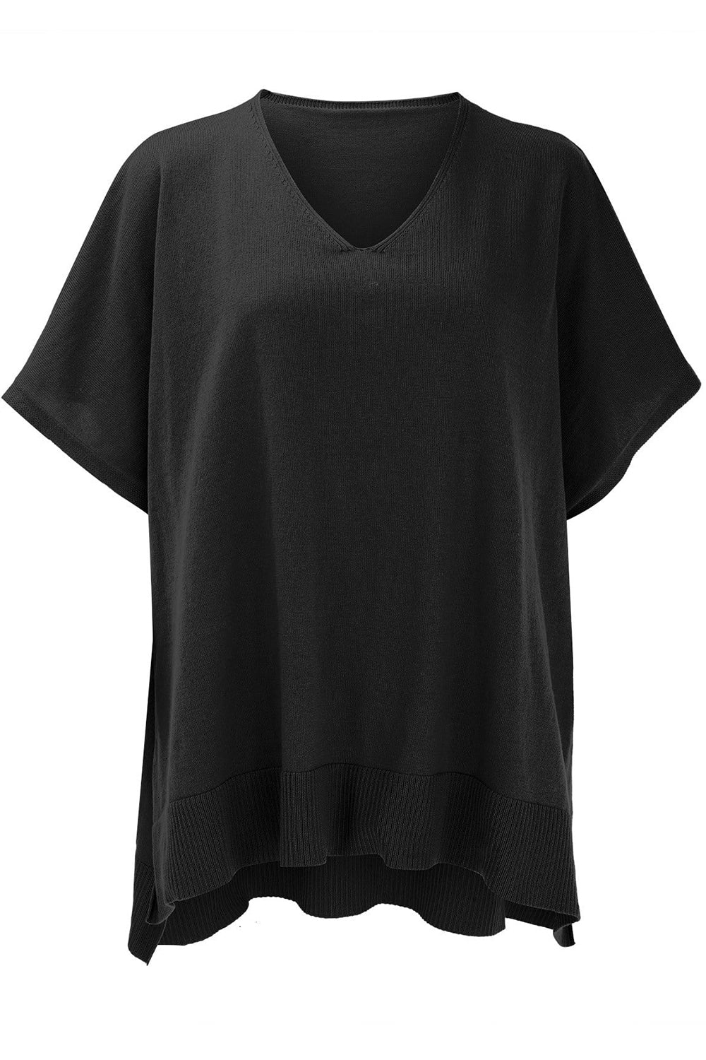 Slit V-Neck Half Sleeve Knit Top