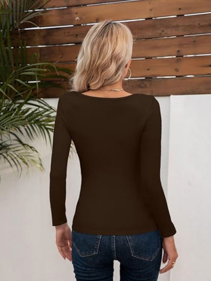 Asymmetrical Neck Long Sleeve T-Shirt