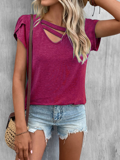 Cutout Petal Sleeve T-Shirt