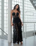 Noir Lace Corset Maxi Dress