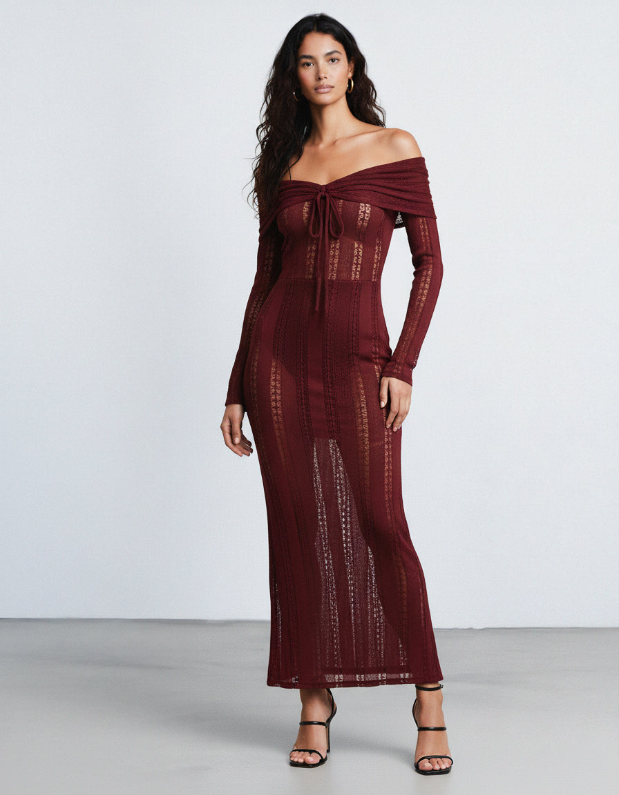 Marais Off-Shoulder Knit Maxi Dress