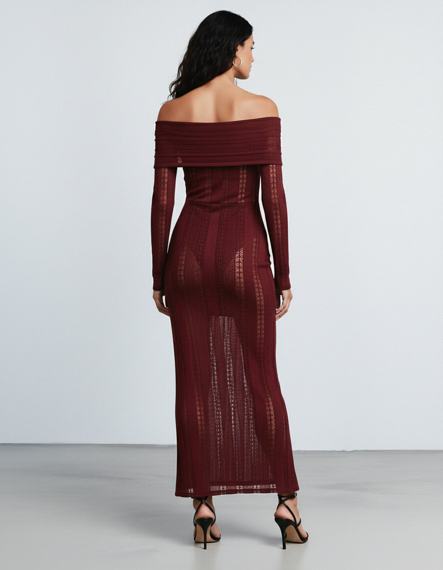 Marais Off-Shoulder Knit Maxi Dress