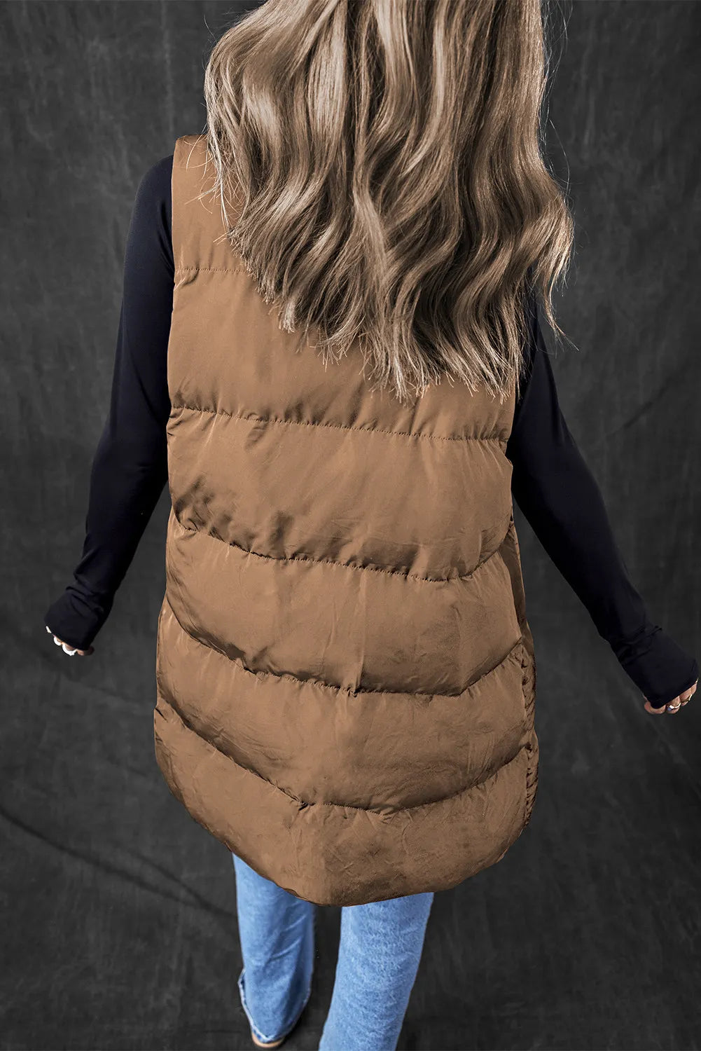 Pocketed Zip Up Vest Coat