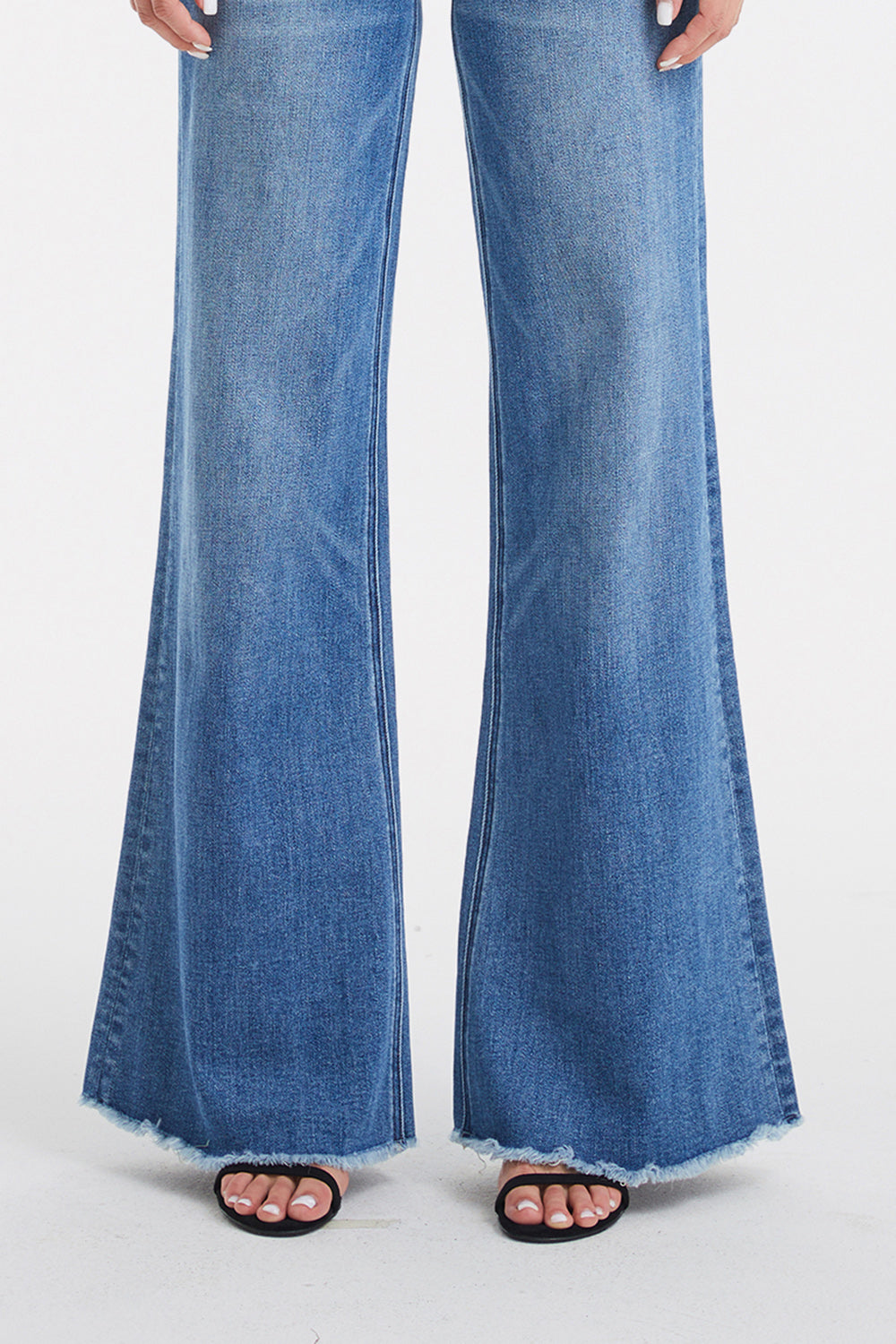 BAYEAS Full Size High Waist Button-Fly Raw Hem Wide Leg Jeans