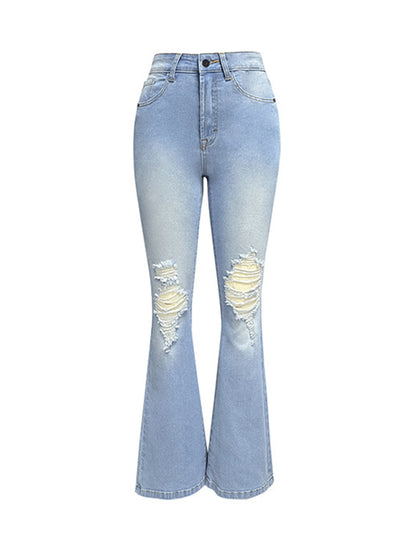 Distressed Bootcut Jeans with Pockets