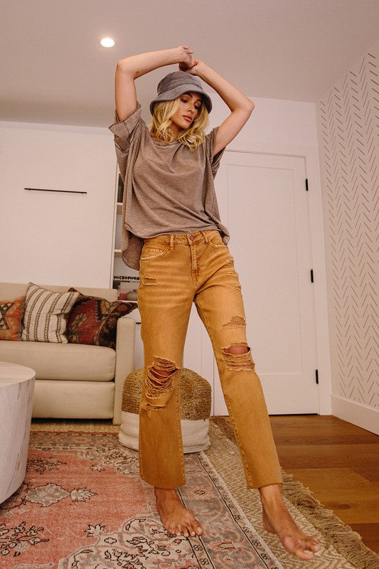 High-RIse Straight Crop Jeans