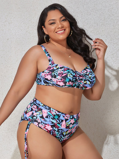 Plus Size Printed Wide Strap Two-Piece Swim Set