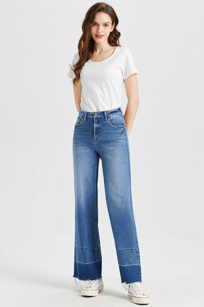 BAYEAS Full Size High Waist Cat's Whisker Wide Leg Jeans