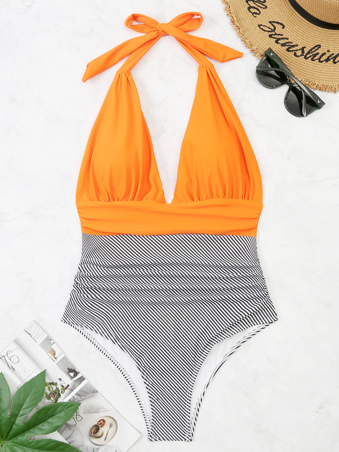 Halter Neck One-Piece Swimwear