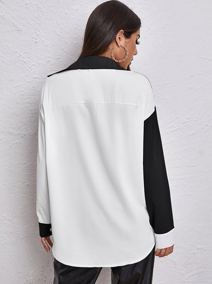 Contrast Dropped Shoulder Long Sleeve Shirt