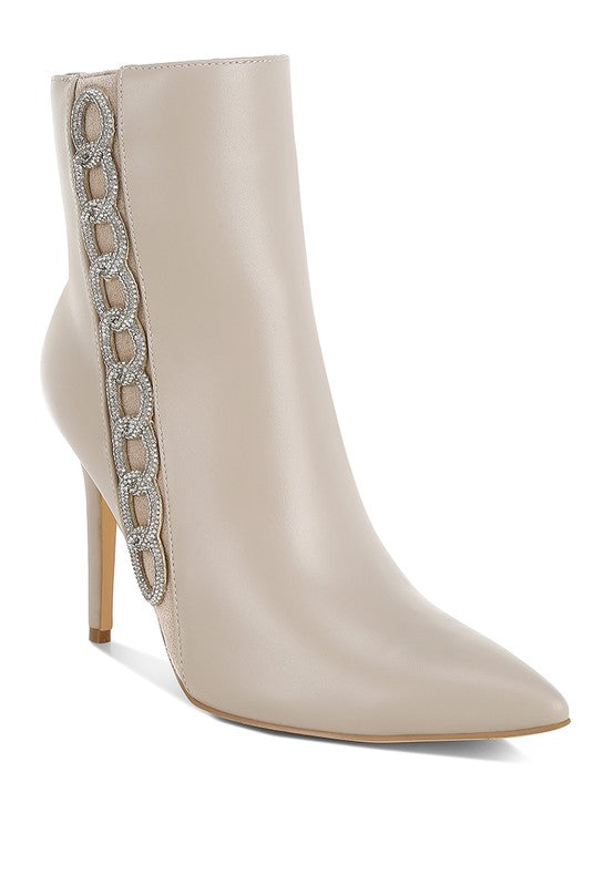 Kalina Rhinestones Chain Detail Boots