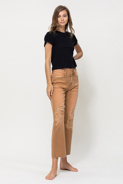 High-RIse Straight Crop Jeans