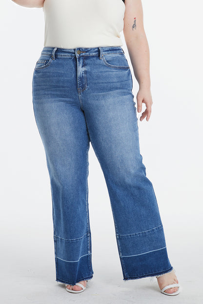 BAYEAS Full Size High Waist Cat's Whisker Wide Leg Jeans