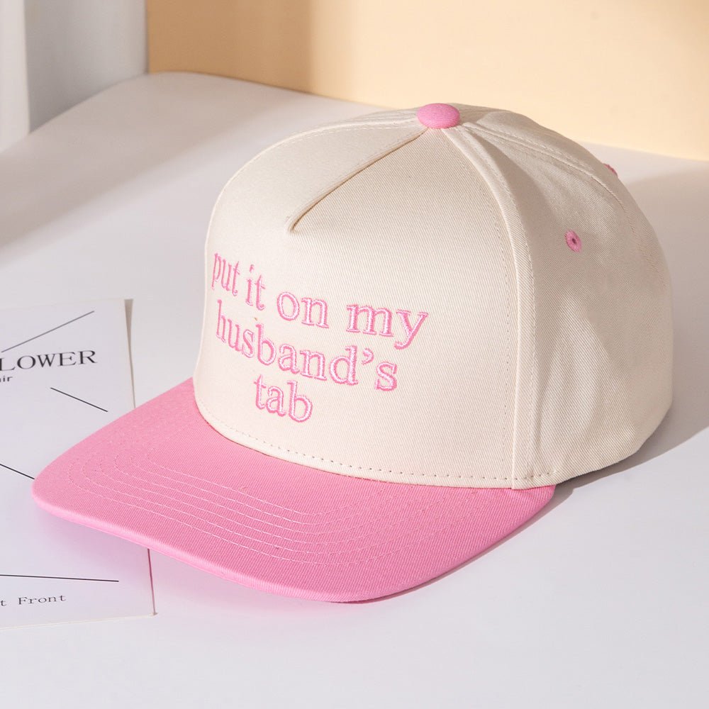 "Put It On My Husband’s Tab" Embroidered Canvas Snapback Cap