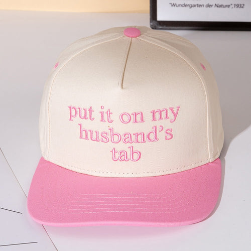"Put It On My Husband’s Tab" Embroidered Canvas Snapback Cap