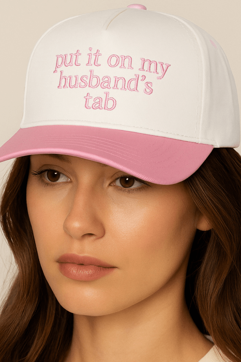 "Put It On My Husband’s Tab" Embroidered Canvas Snapback Cap
