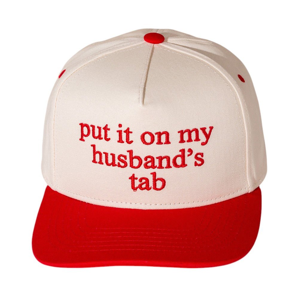"Put It On My Husband’s Tab" Embroidered Canvas Snapback Cap