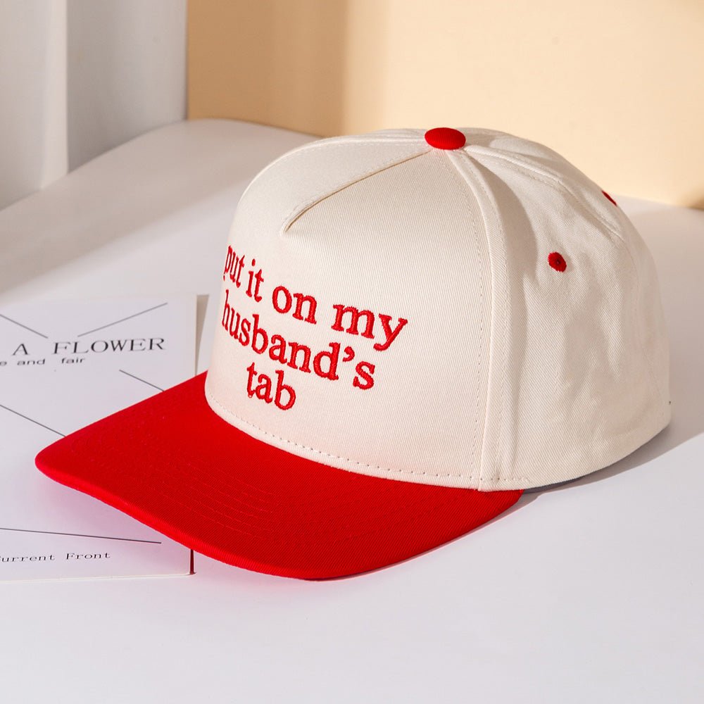 "Put It On My Husband’s Tab" Embroidered Canvas Snapback Cap