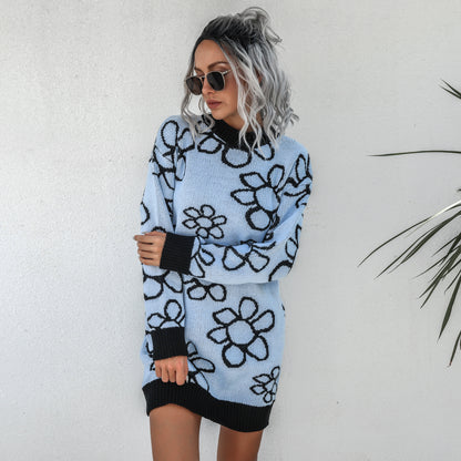 Floral Dropped Shoulder Sweater Dress