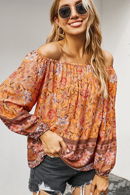 Off The Shoulder Boho Balloon Sleeve Top