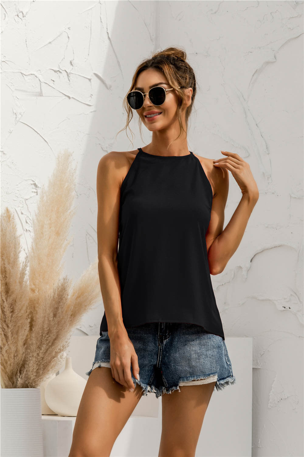 Grecian Neck Keyhole Sleeveless Top