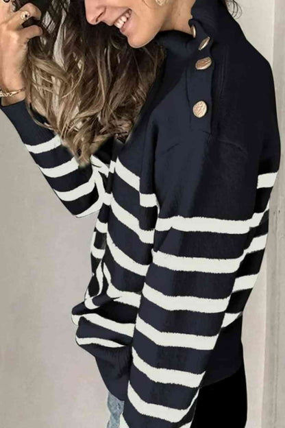 Striped Shoulder Detail Sweater