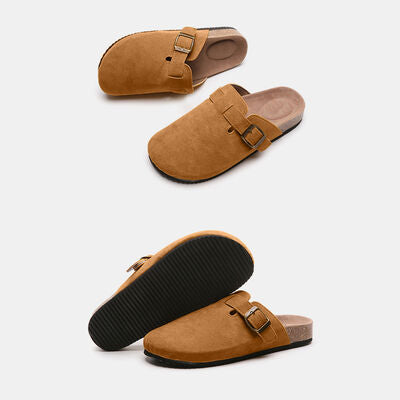 Suede Closed Toe Buckle Slide