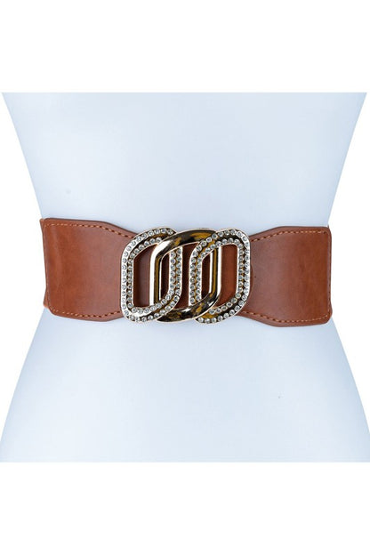 Triple Chain Theme Circle Buckle Elastic Belt