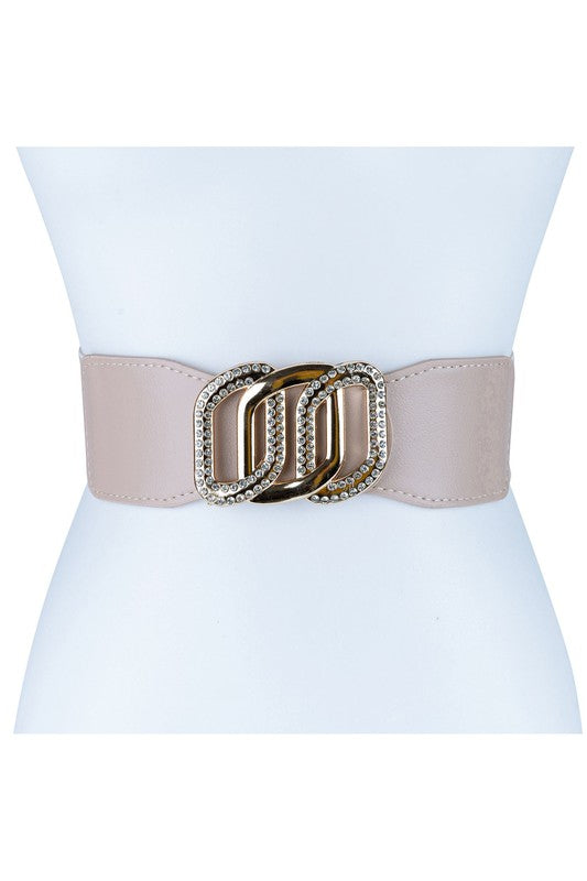 Triple Chain Theme Circle Buckle Elastic Belt