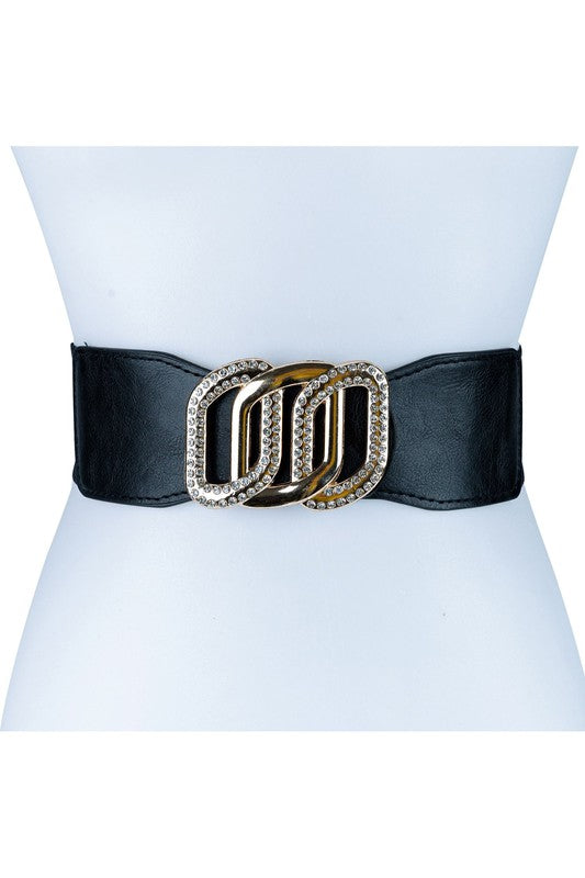 Triple Chain Theme Circle Buckle Elastic Belt